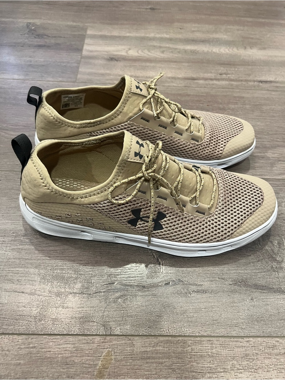 Under Armour Men's Beige Mesh Athletic Sneakers with White Sole
